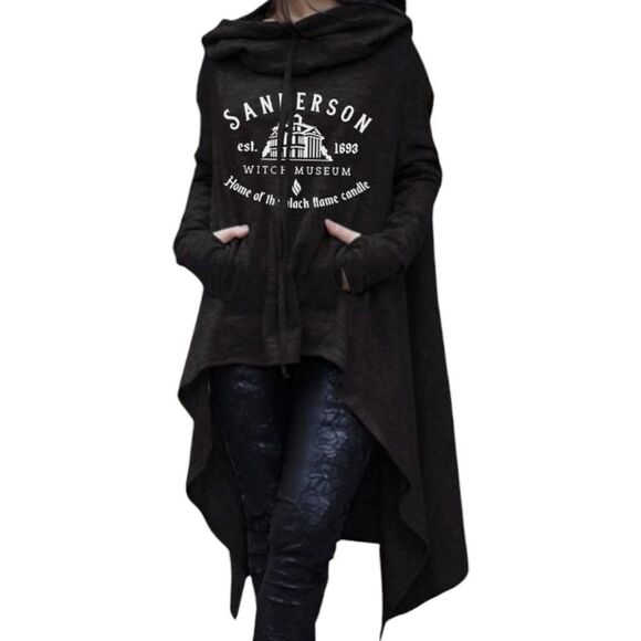 HOCUS POCUS Sanderson witch museum black high‎ low tunic hoodie top M/L - Picture 1 of 7